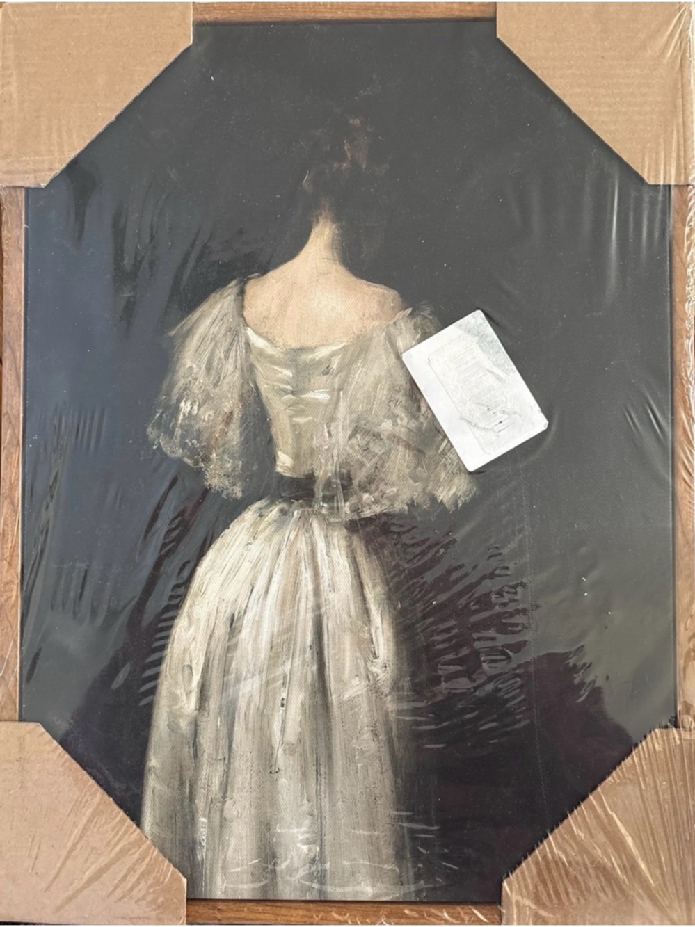 Backview Portrait Painting of Woman in White Gown